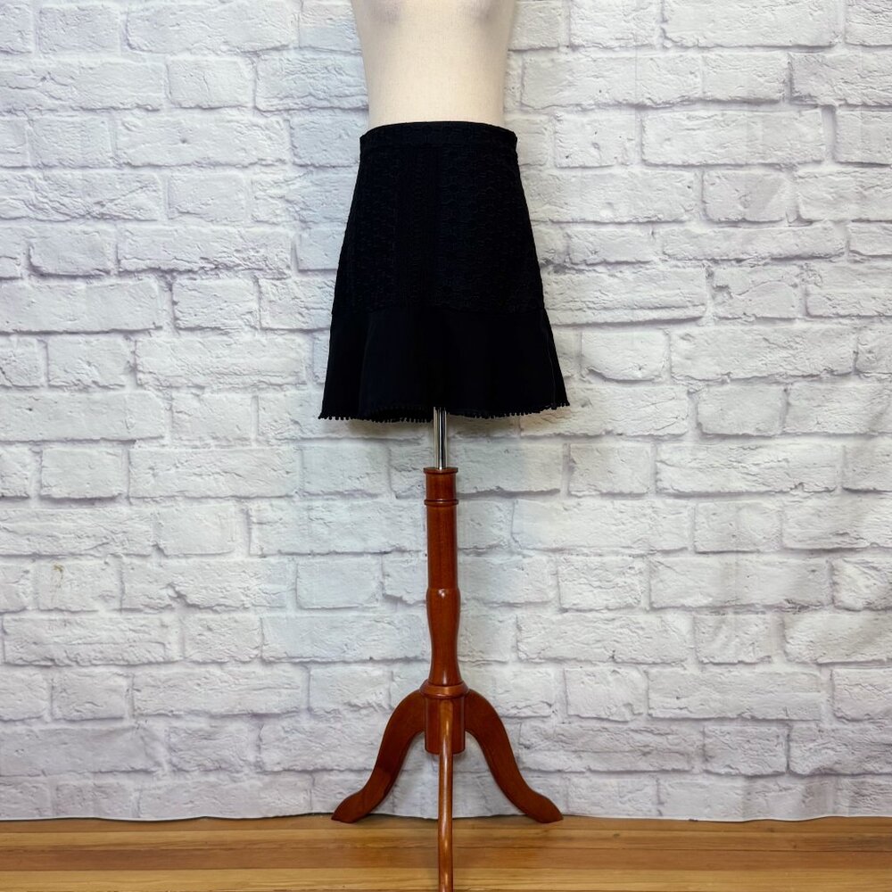 Allison Black Honeycomb Embroidered Mini Skirt